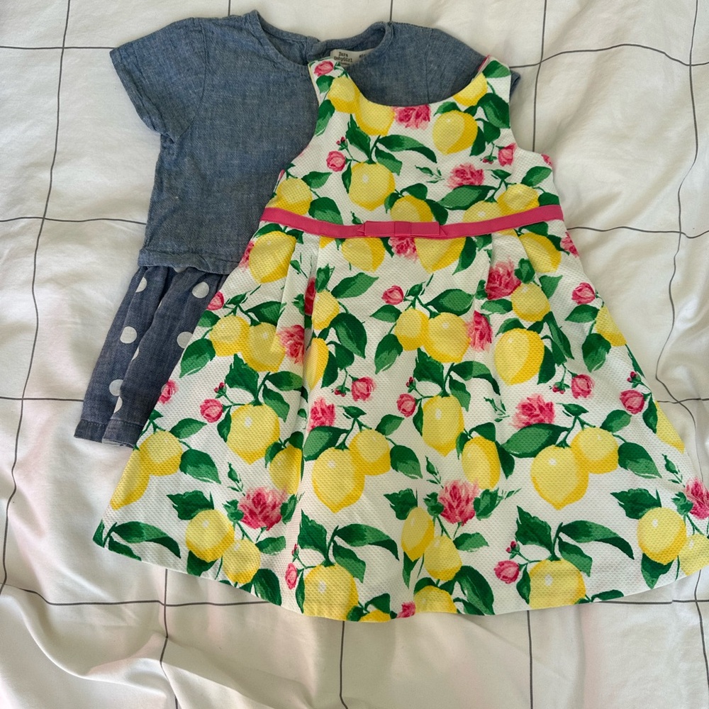 Colorful Lemon Print Kids Dress